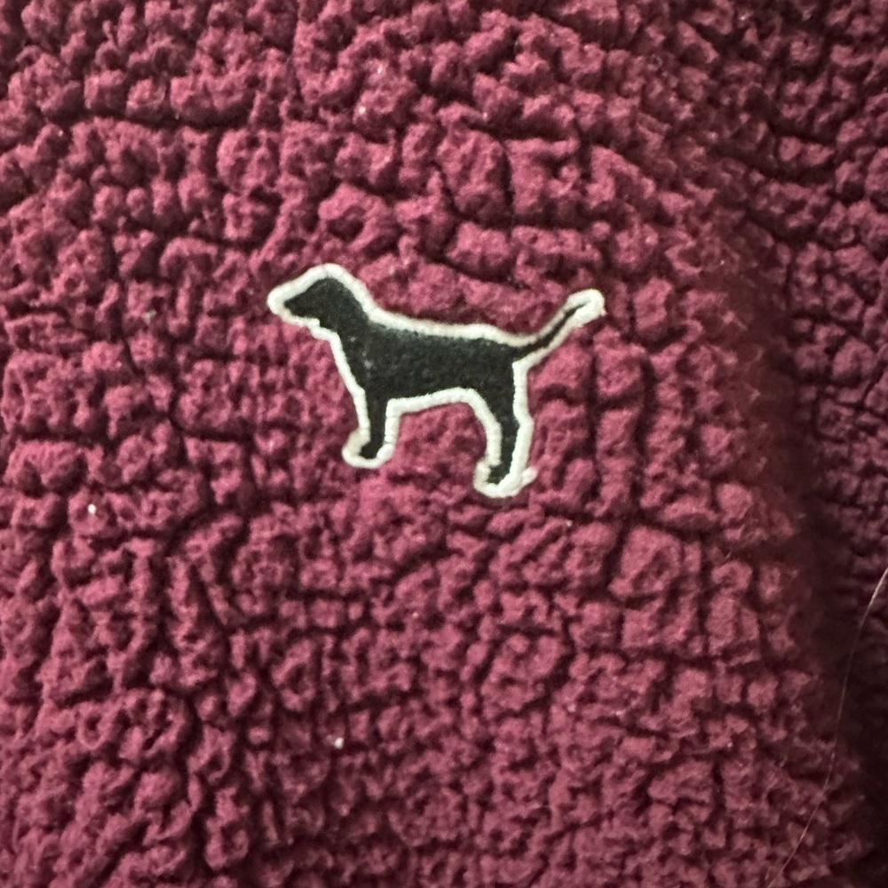 PINK Quarter Zip Sherpa Sweater Size Large in Maroon - Picture 4 of 6